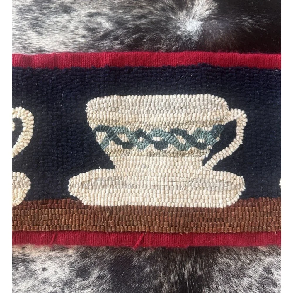 Vintage Rug Hooked Wool 8” x 37
